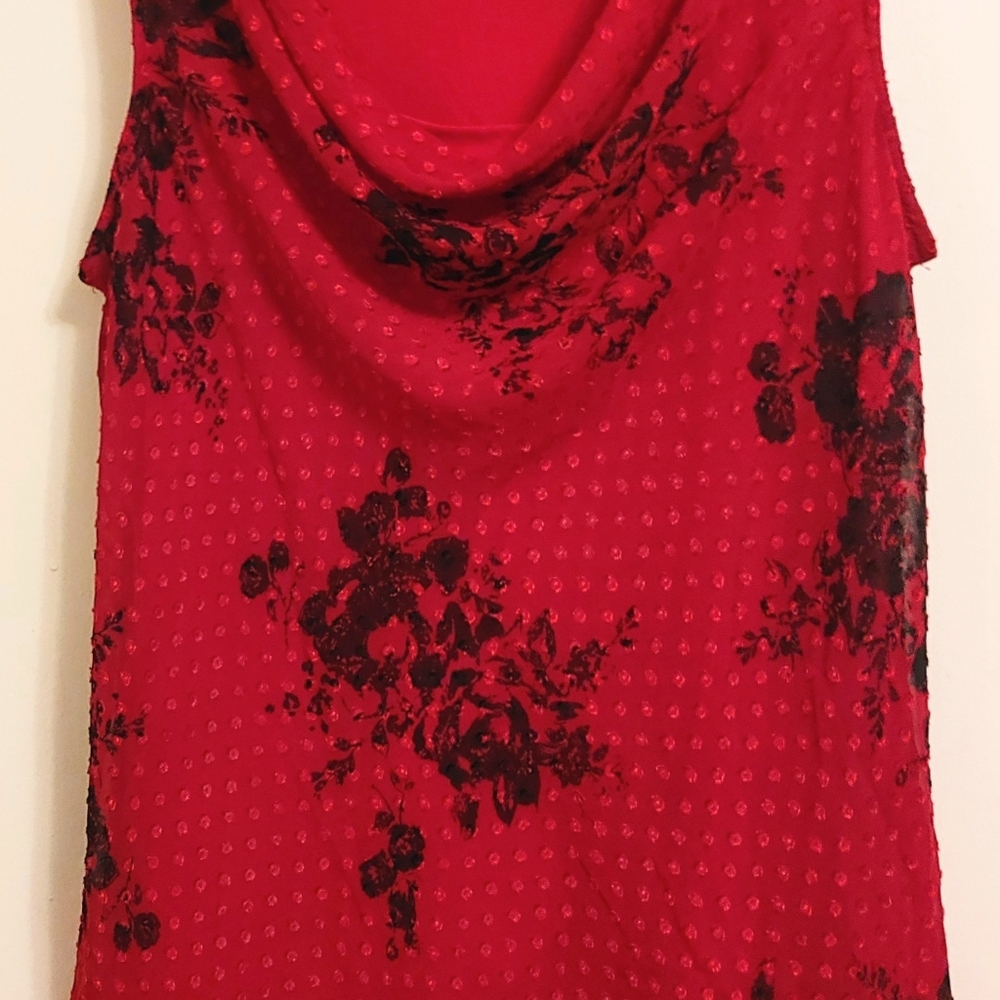 Size L ~ Beautiful Red & Black Floral Tank Blouse by Covington